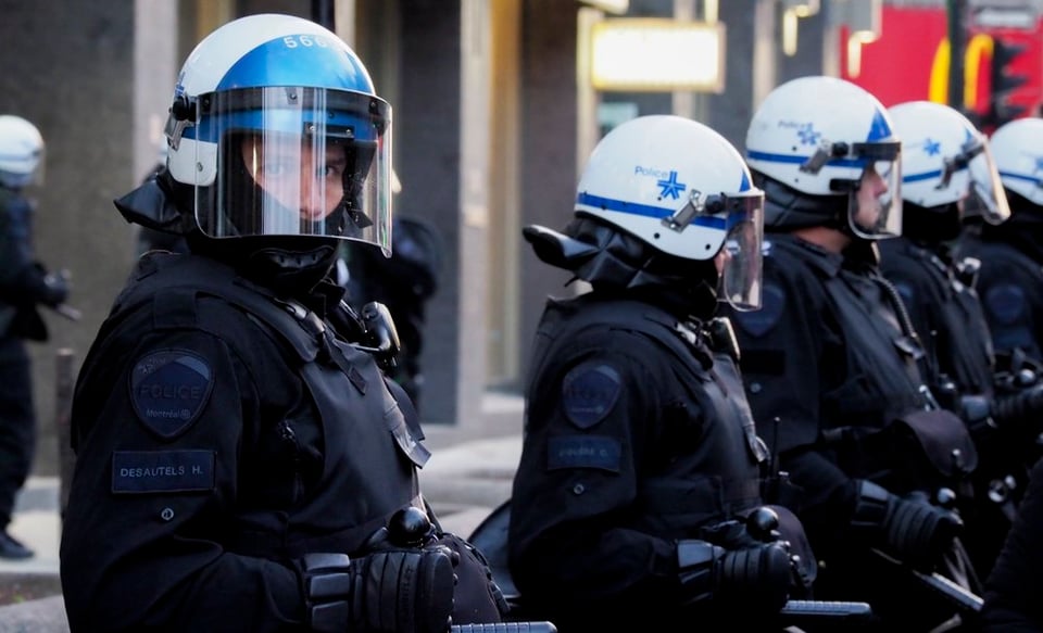 Montreal police in riot gear.