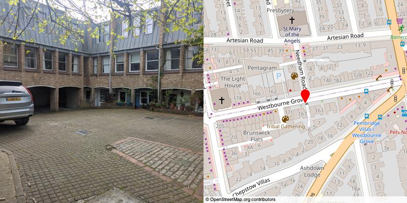 A picture and map of the mews