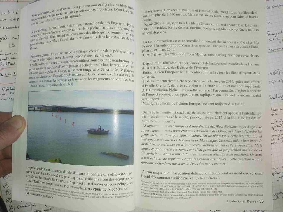 Aperçu des pages 54 et 55 de l'ouvrage Golden Miles, 795 pages et 300 photos sur la gestion de la pêche en France et dans L'Union Européenne. Auteur Philippe GARCIA.