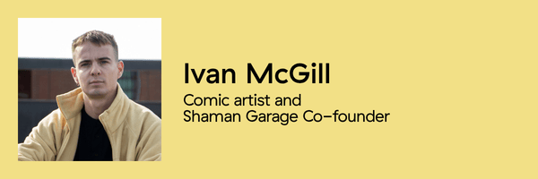 Portrait of Ivan McGill, comic artist and co-founder of Shaman Garage, joining the BLON Festival programme.