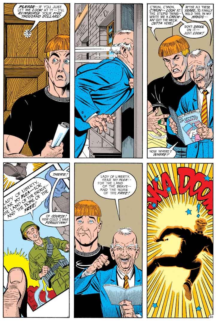 Guy Gardner and General Glory. JLA #46, art by Kevin Maguire