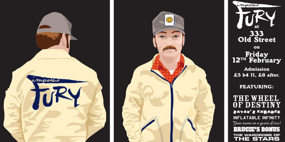 A flyer for Impotent Fury - one of Fred's clubs.