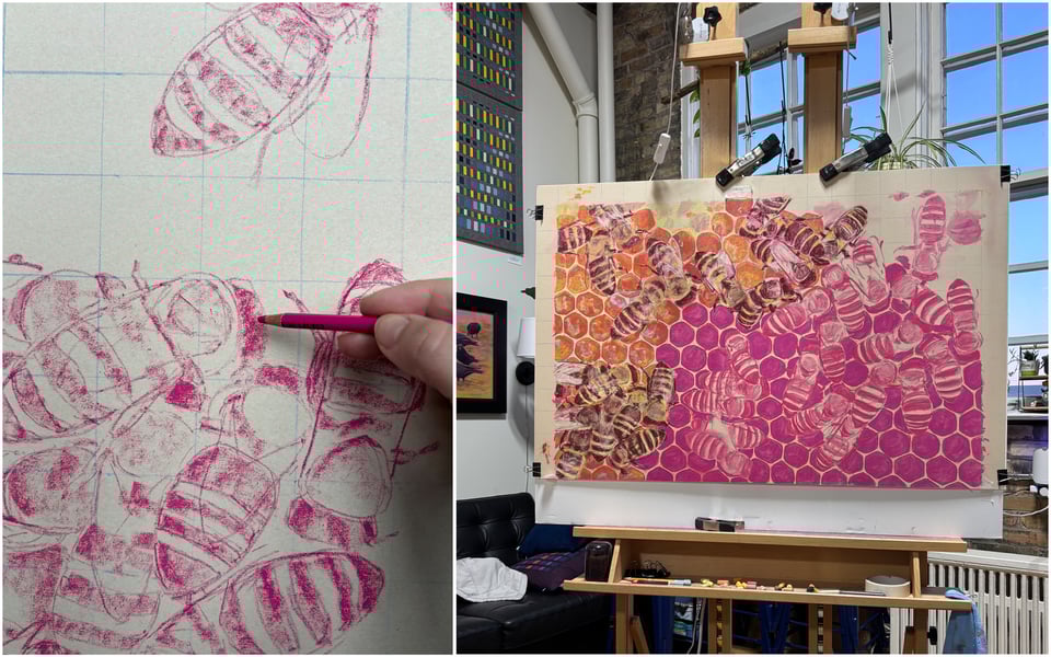 February Classes / Giant Bees / Indoor Winter Art Crawl