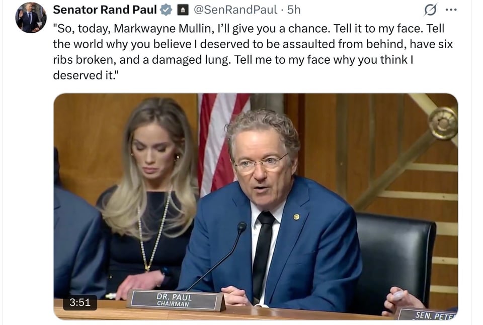 A pictorial version of Mullin’s interaction yesterday with Sen. Rand Paul.photo three.