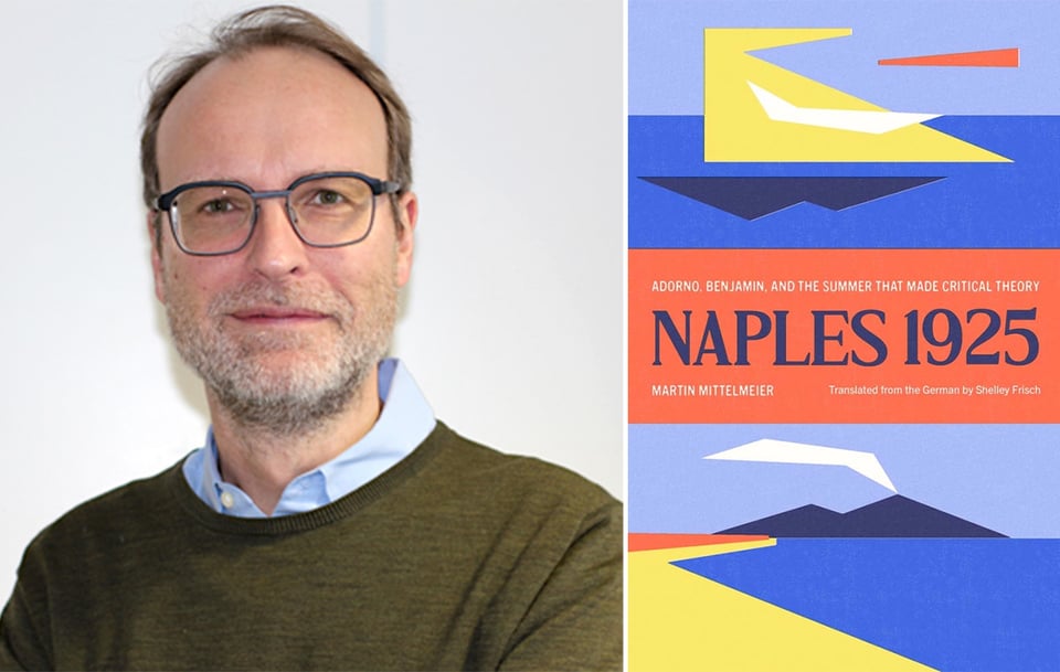 2 images: left, photo of author Martin Mittelmeier; right, cover of Martin's book, NAPLES 1925