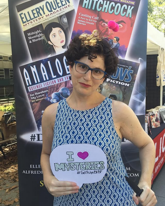 Having some fun at the Dell Magazines booth at the Brooklyn Book Festival in 2018.