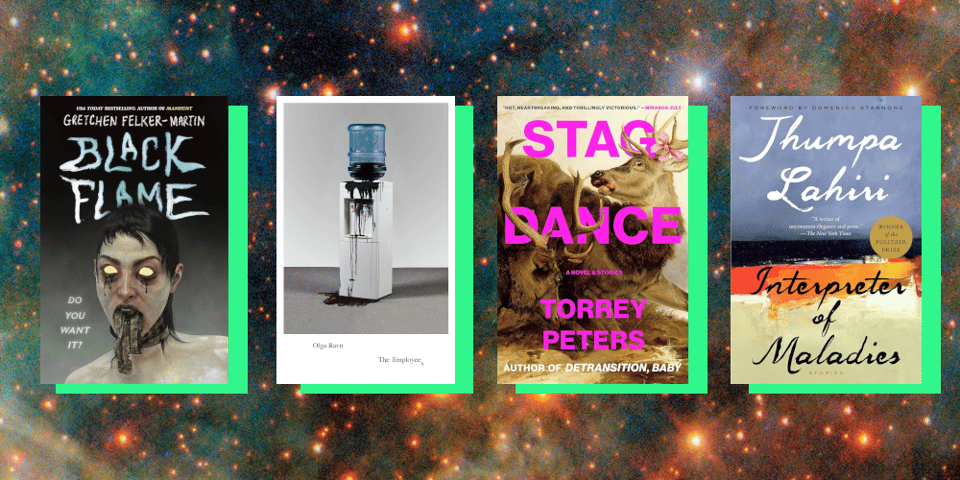 Covers for Black Flame, The Employees, Stag Dance, and Interpreter of Maladies.