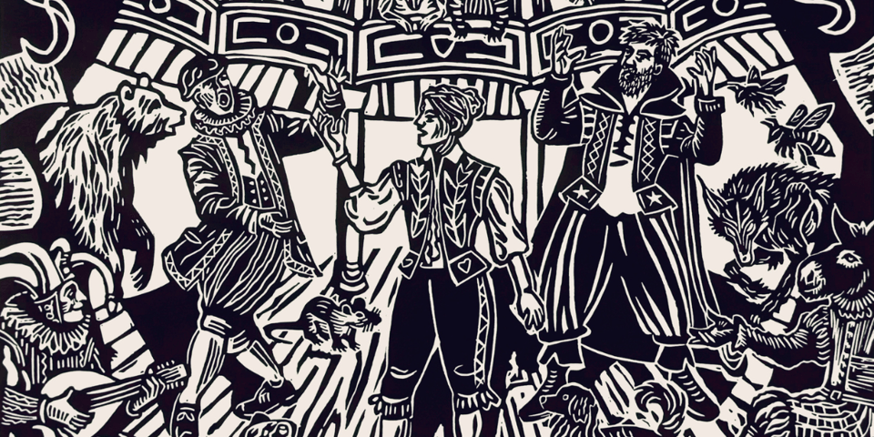 The Play's The Thing Poster of some Shakespearian players.