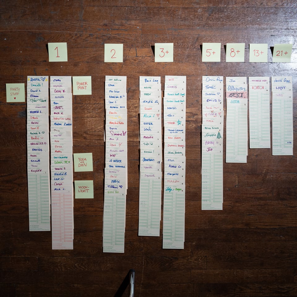 A data-visualization of who came to The Company.