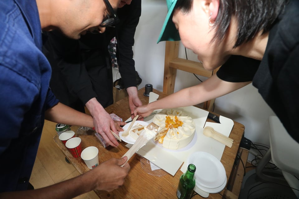 A cake is cut. Joy!