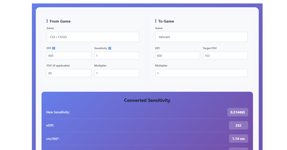 Mouse Sensitivity Converter