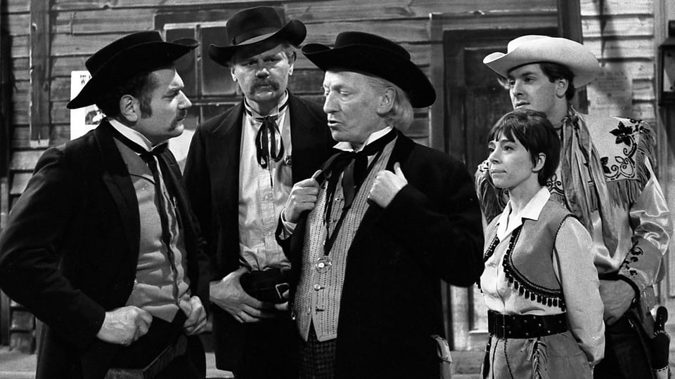 The First Doctor with companions Steven and Dodo meet a pair of cowboys.