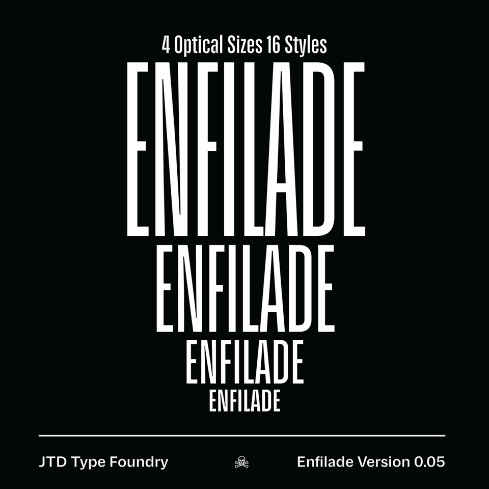 Specimen of Enfilade by JTD Type Foundry