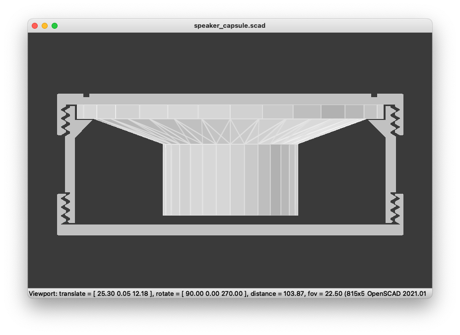 speaker_capsule() preview in OpenSCAD