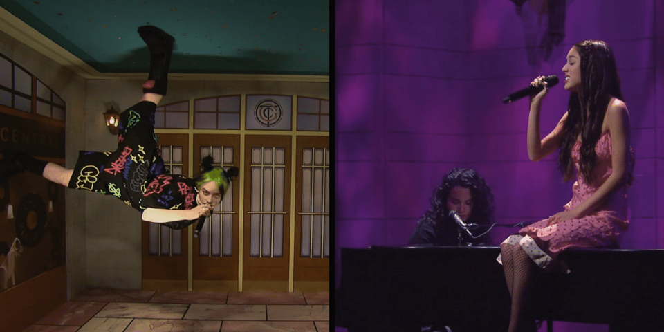 A screenshot from the montage featuring Olivia Rodrigo and Billie Eilish.