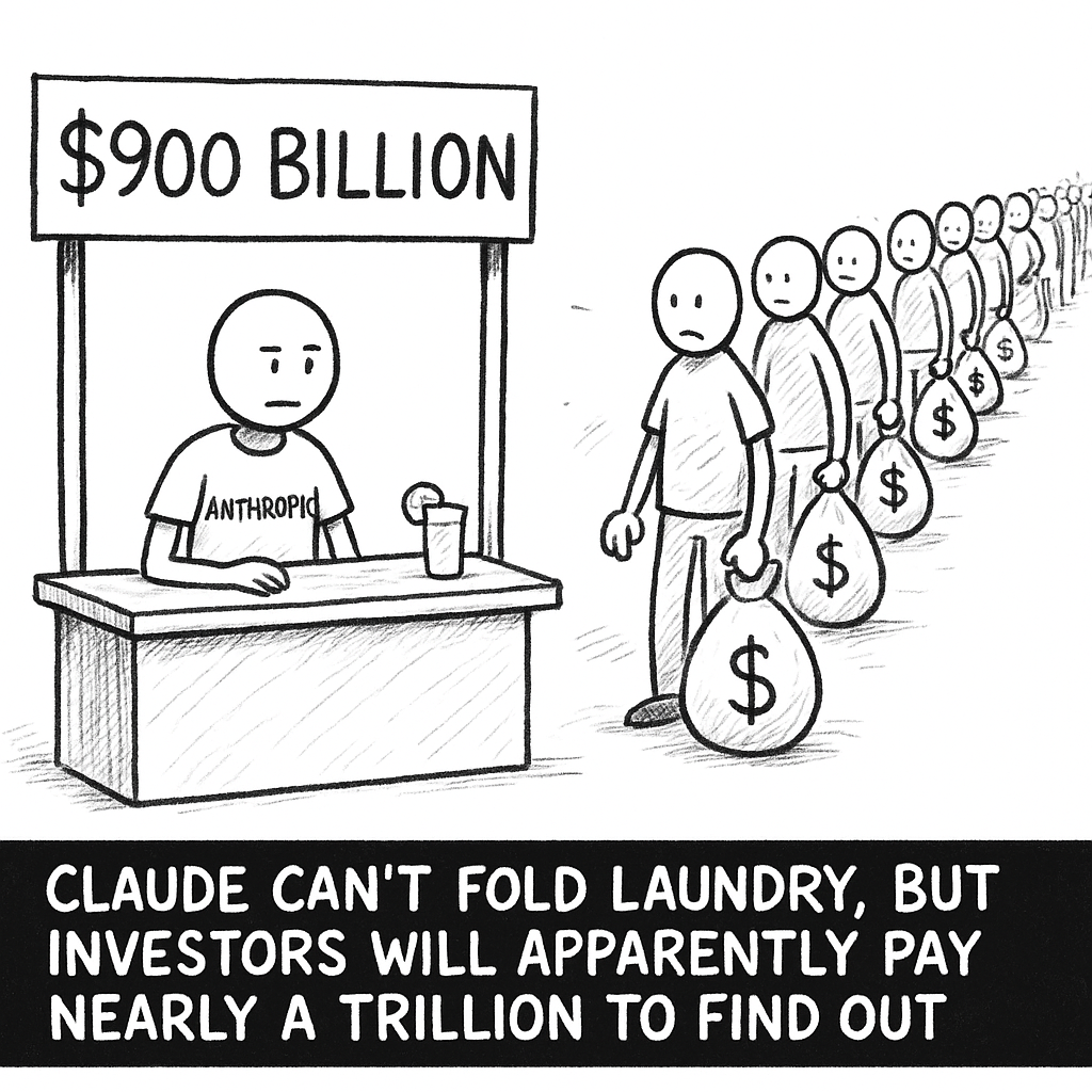 CLAUDE CAN'T FOLD LAUNDRY, BUT INVESTORS WILL APPARENTLY PAY NEARLY A TRILLION TO FIND OUT