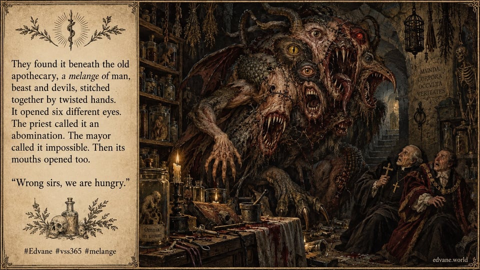 VSS365 melange prompt micro-fiction by Edvane