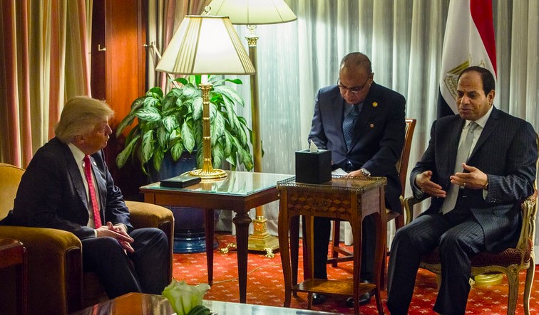 Trump meeting with Egypt’s president during the 2016 election campaign, in a photo supplied by the Associated Press