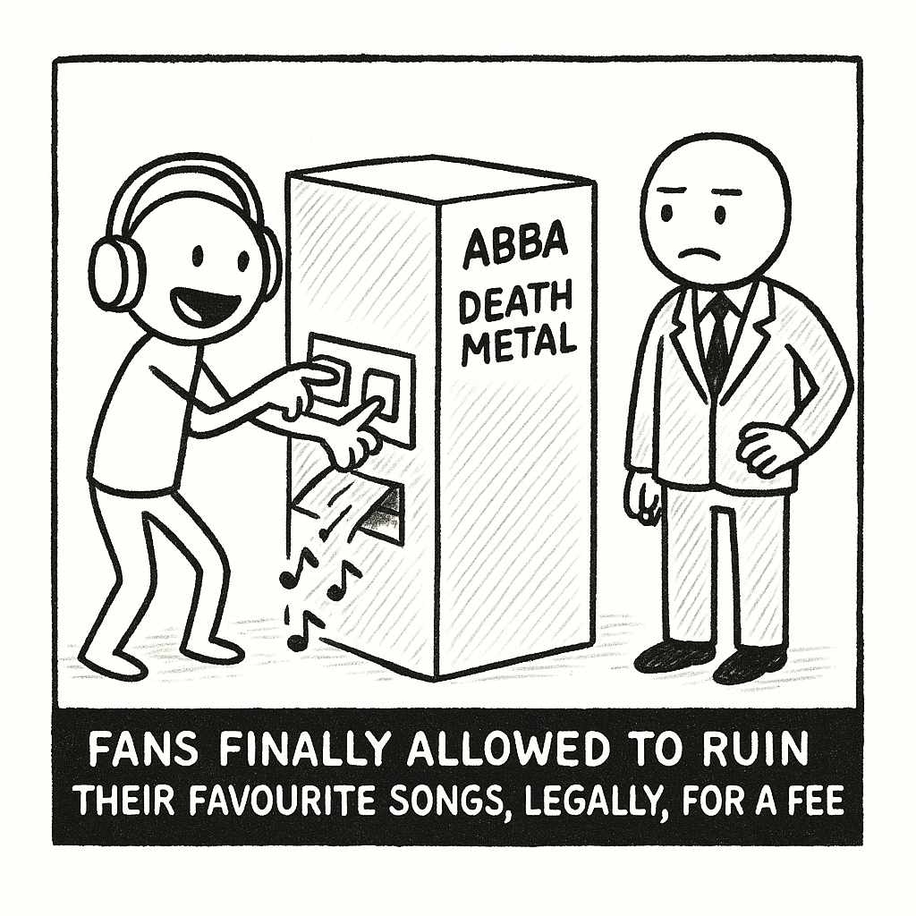 FANS FINALLY ALLOWED TO RUIN THEIR FAVOURITE SONGS, LEGALLY, FOR A FEE.