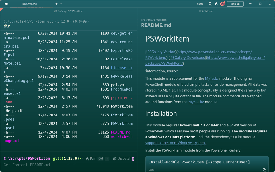 Viewing Markdown in Warp