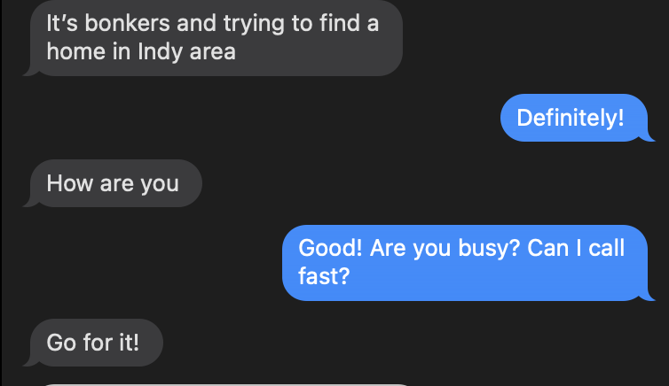 Texts between Ethan and Michael where Michael asked for a 'quick call'