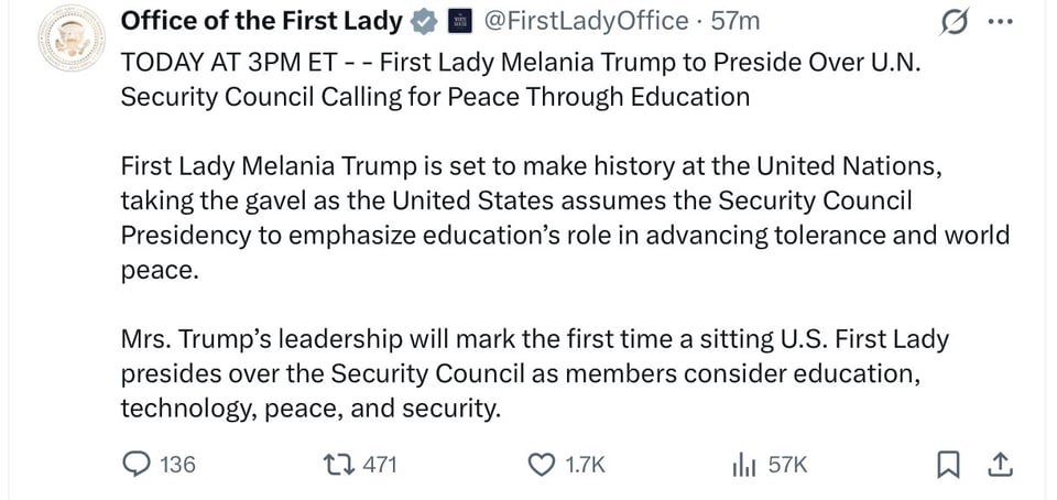 Melania Trump was at the UN. OY.