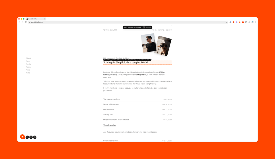 Kai in use on my personal website