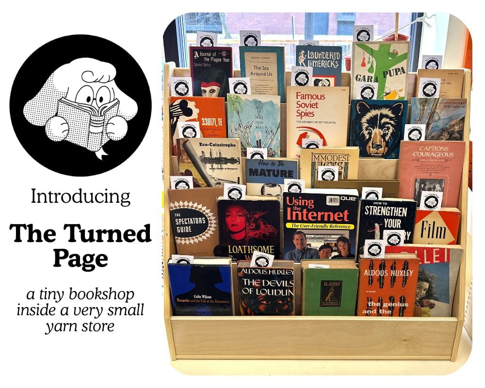 introducing the turned page - a tiny bookshop inside a very small yarn store