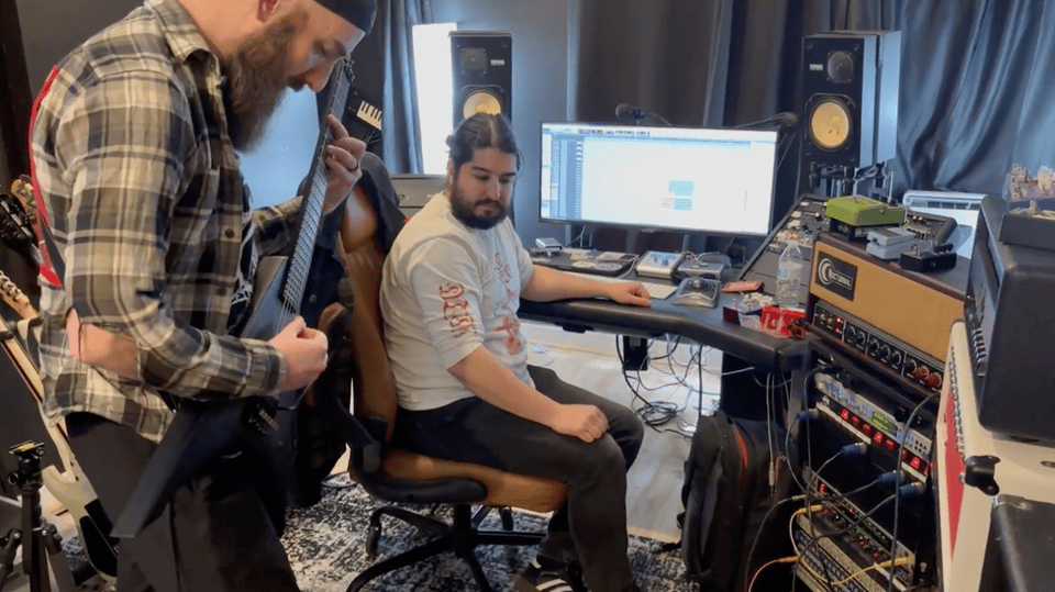 Pete and AJ in the studio