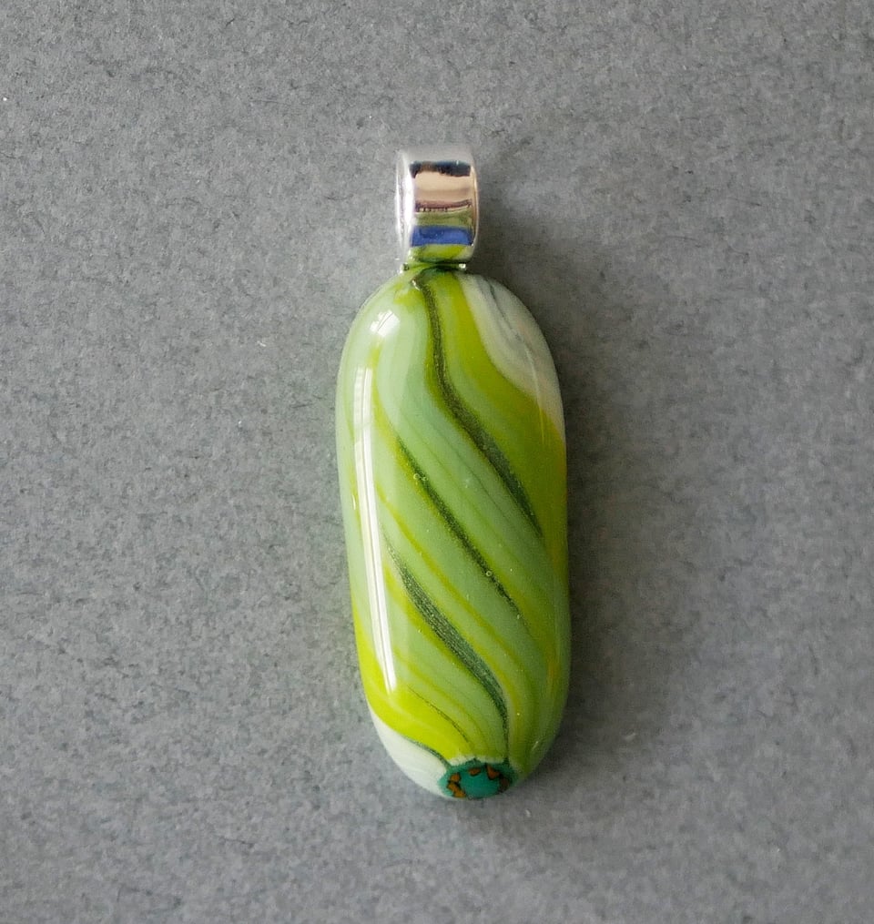 stripey pendant in green