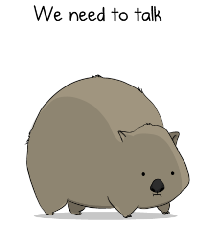 cartoon picture of a chonky brown wombat