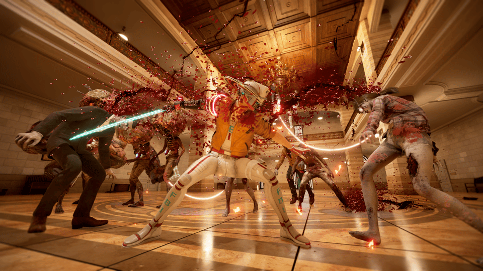 Still from Romeo is a Dead Man (of a bunch of enemies having just been wrecked)