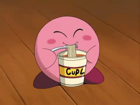 Kirby slurpin' down some noodles