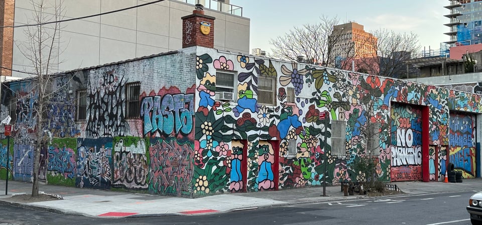 photo of graffiti-covered building in Brooklyn