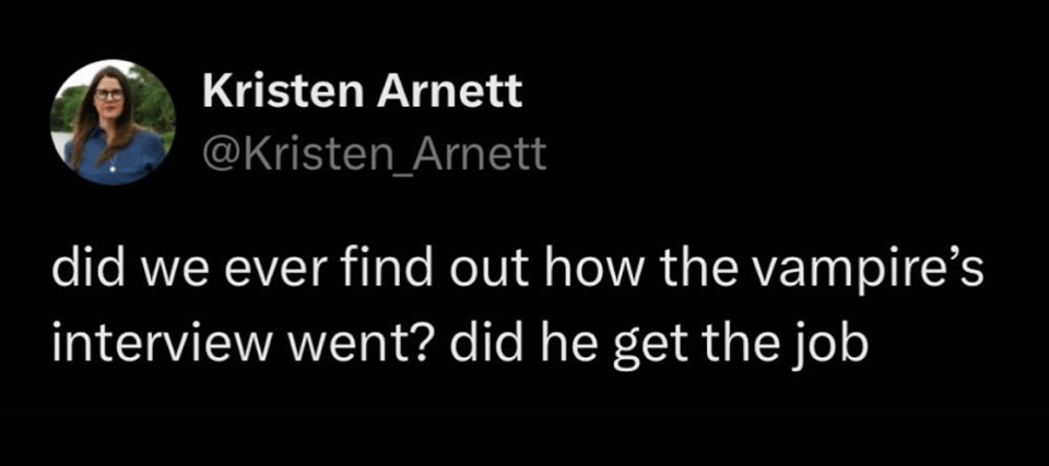 A tweet by Kristen Arnett reading,