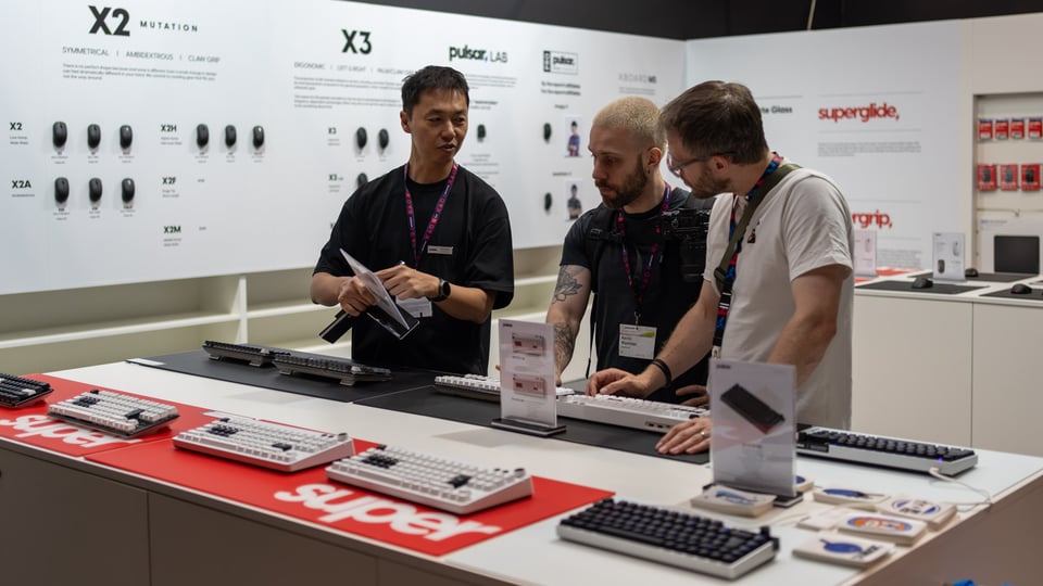 Team overkill looking at keyboards.