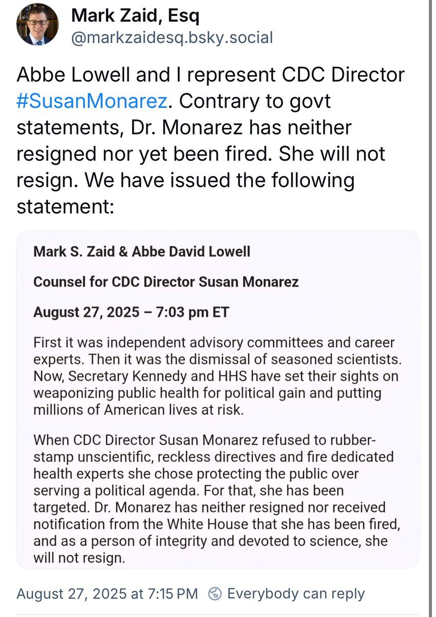 Monarez lawyers are also Lisa Cook lawyers.