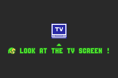 GBA screen showing Link and a "LOOK AT THE TV SCREEN!" message