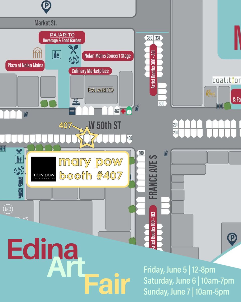 map of where to find mary pow at the edina art fair