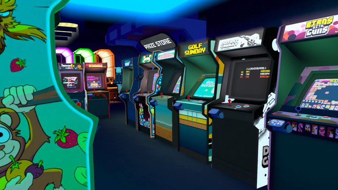 An array of arcade cabinets with pico8 games.