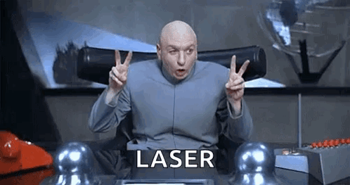 Dr. Evil saying "laser" with finger quotes