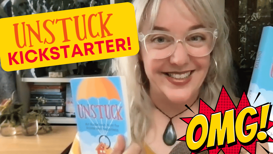 Image of video preview, Rachael holding her new book