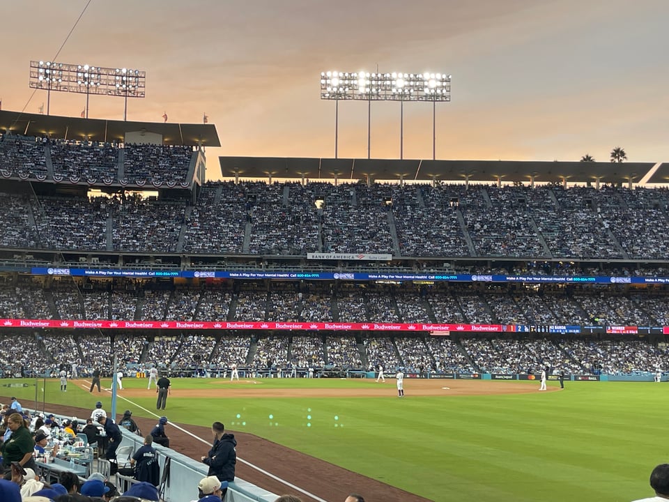 Dodger stadium at dusk