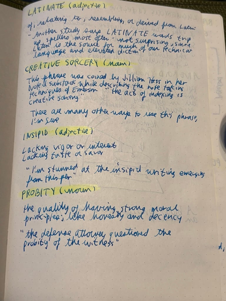 A page from my personal dictionary