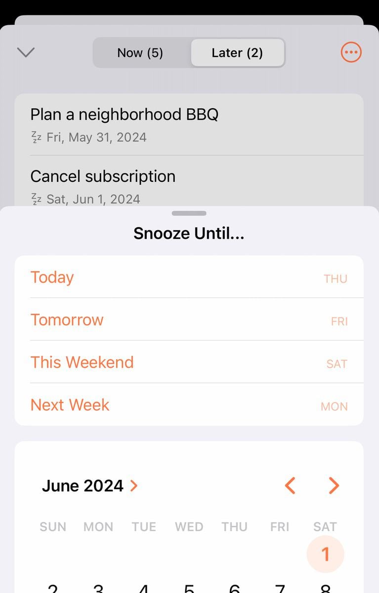Screenshot of iOS app