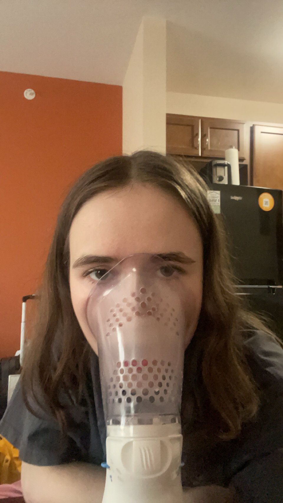 Copeland using a Vicks personal steam inhaler