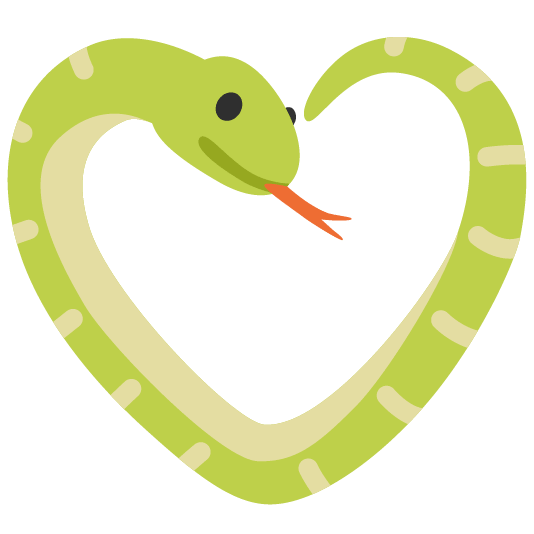 A emoji snake in the shape of a heart
