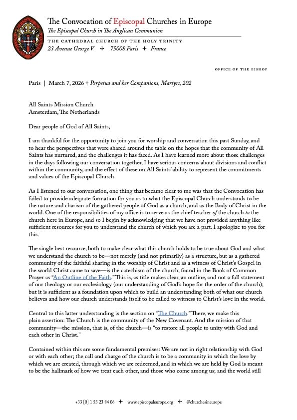 Pastoral Letter from the Bishop