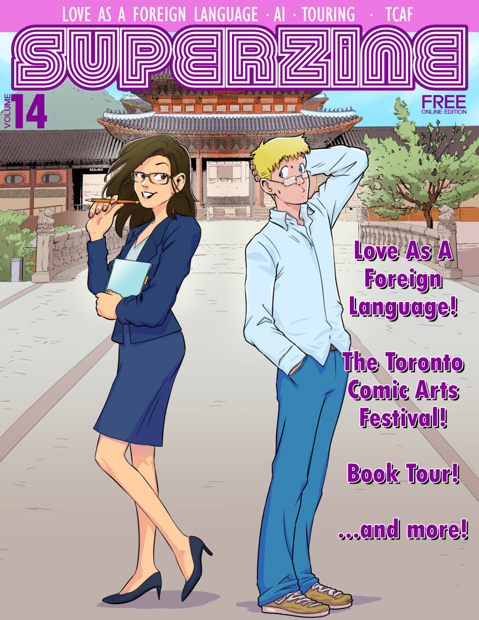 Hana and Joel from Love as a Foreign Language grace the cover of June's issue of Superzine! Also this issue: news about an upcoming book tour, TCAF artists for 2026, Kane Parsons' (Backrooms) comments about AI, and some films I've watched!