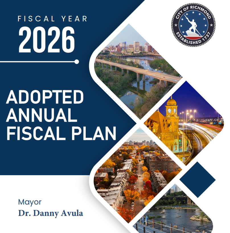 The image shows the cover of the adopted 2026 Fiscal Year Plan for the City of Richmond.